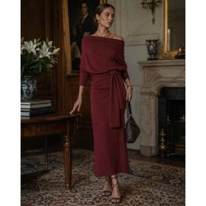 Polo Ralph Lauren Dress Womens XL Red Maxi Cashmere Quiet Luxury